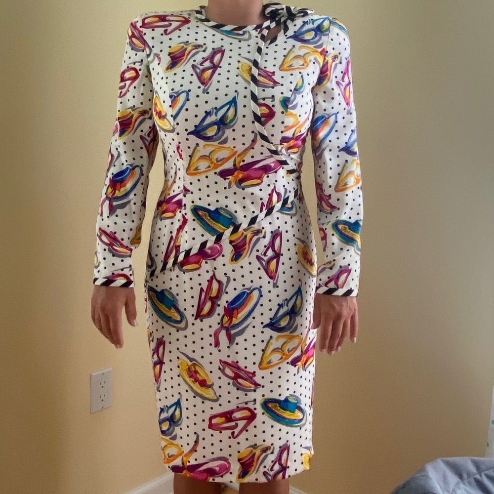 Vintage 80s Bill Blass Silk Cocktail Dress